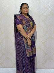 Pure jorjet purple bandhani