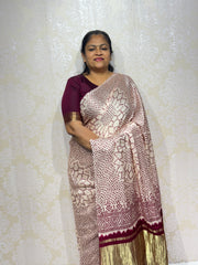 Pure gaji marun silk bandhani