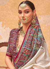 pashmina saree bottle white colour