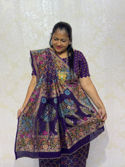 Pure jorjet purple bandhani