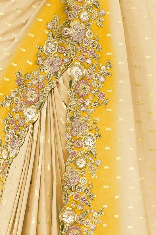 PURE SILK DOUBLE COLOUR HEAVY WORK SAREE