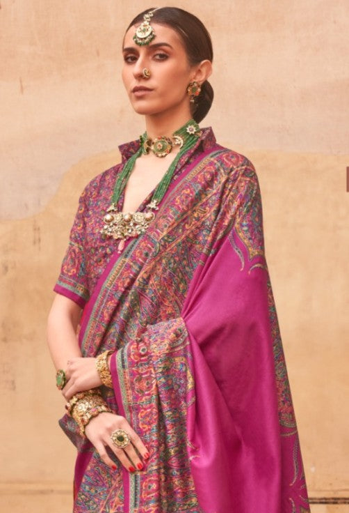 pashmina saree bottle pink colour