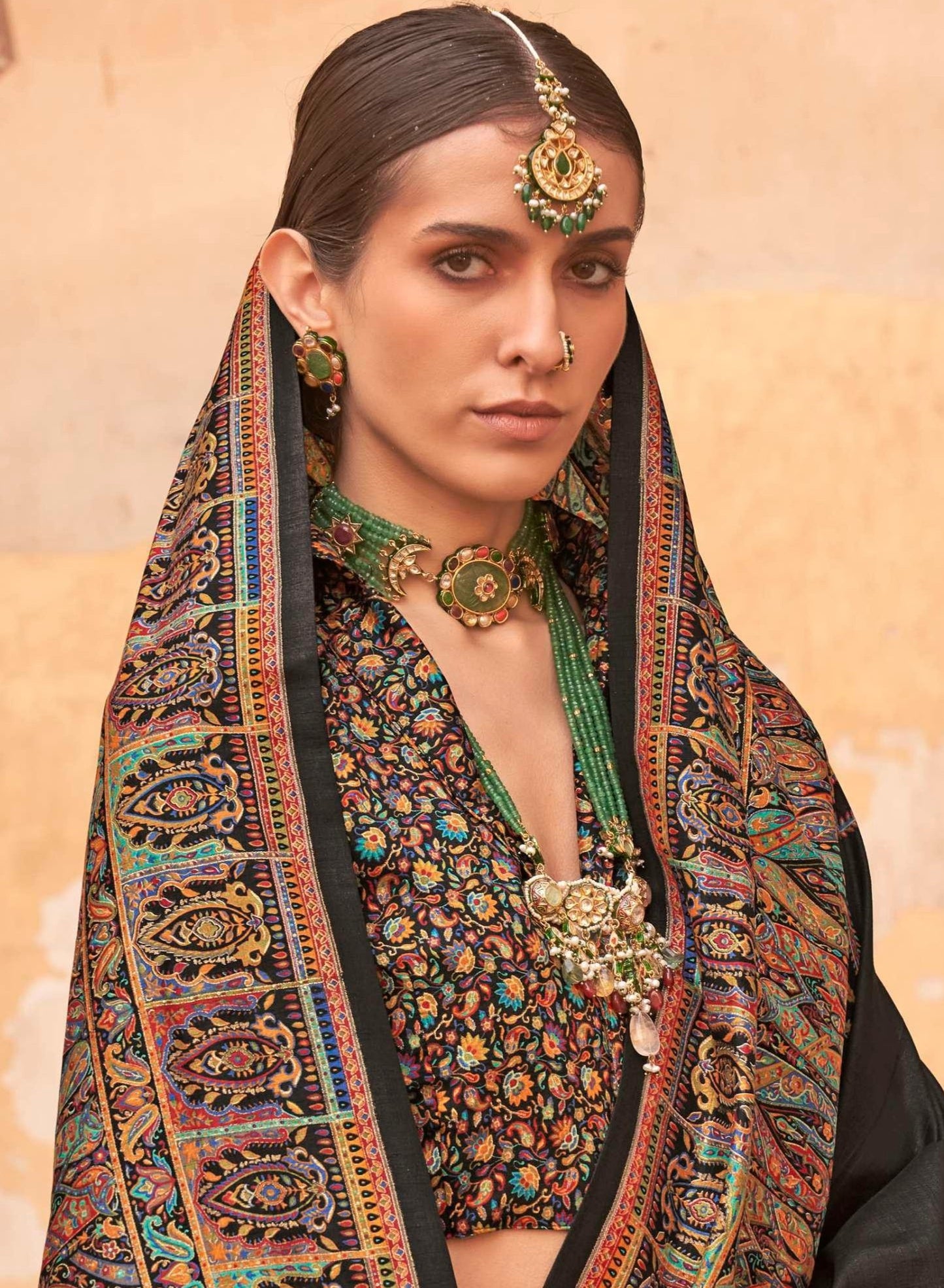 pashmina saree black colour