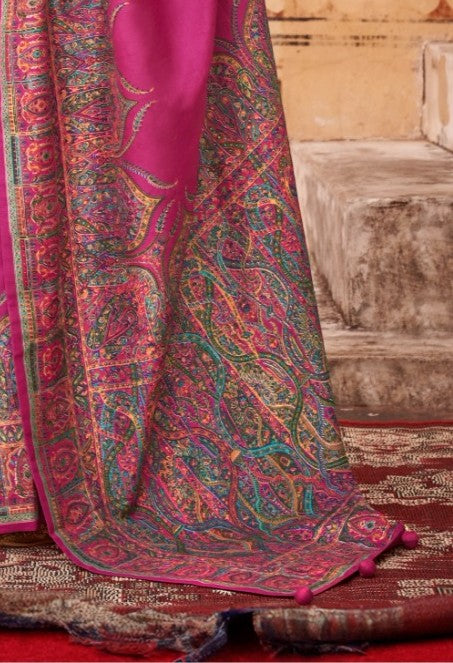 pashmina saree bottle pink colour