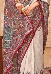 pashmina saree bottle white colour