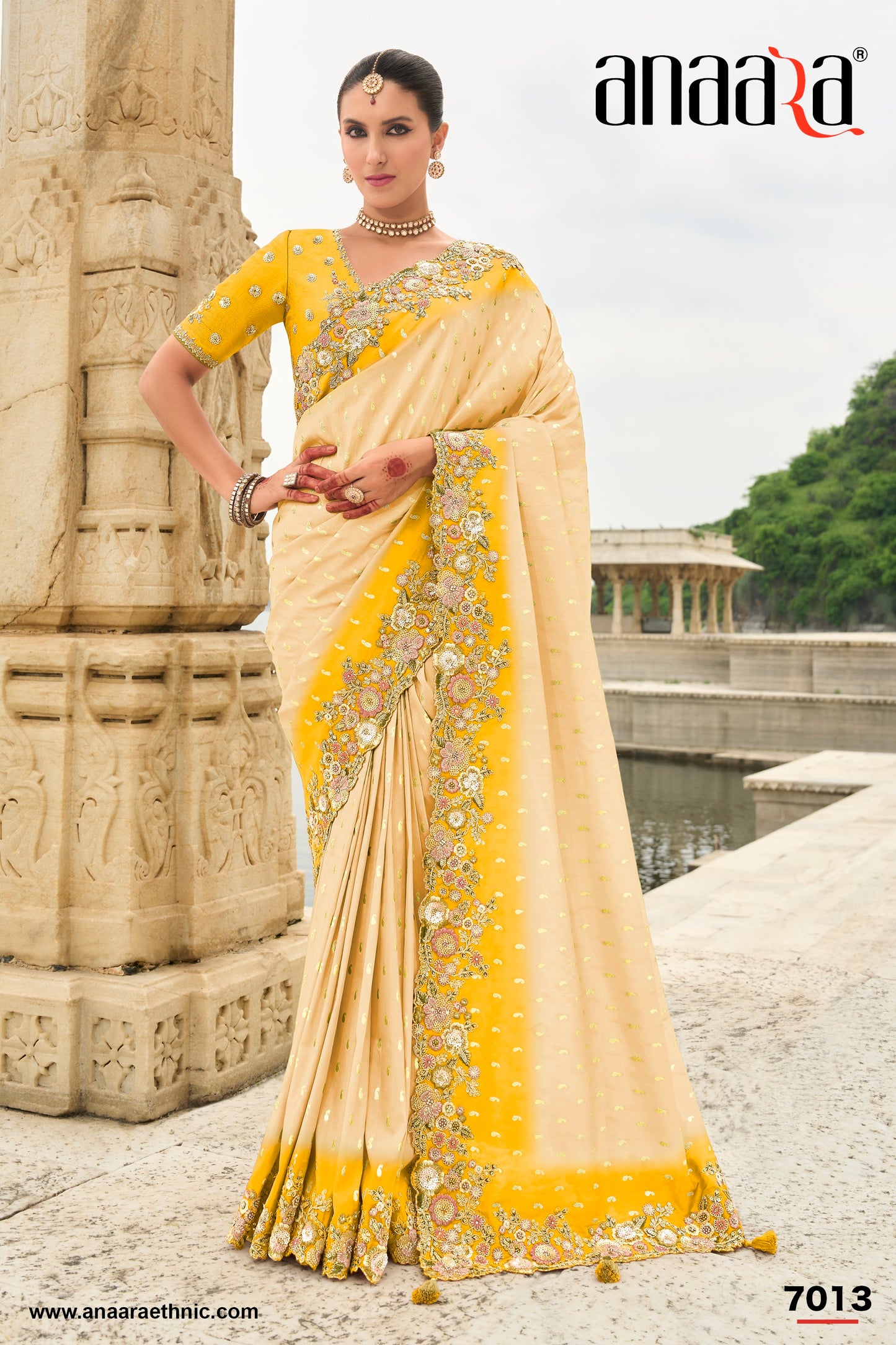PURE SILK DOUBLE COLOUR HEAVY WORK SAREE
