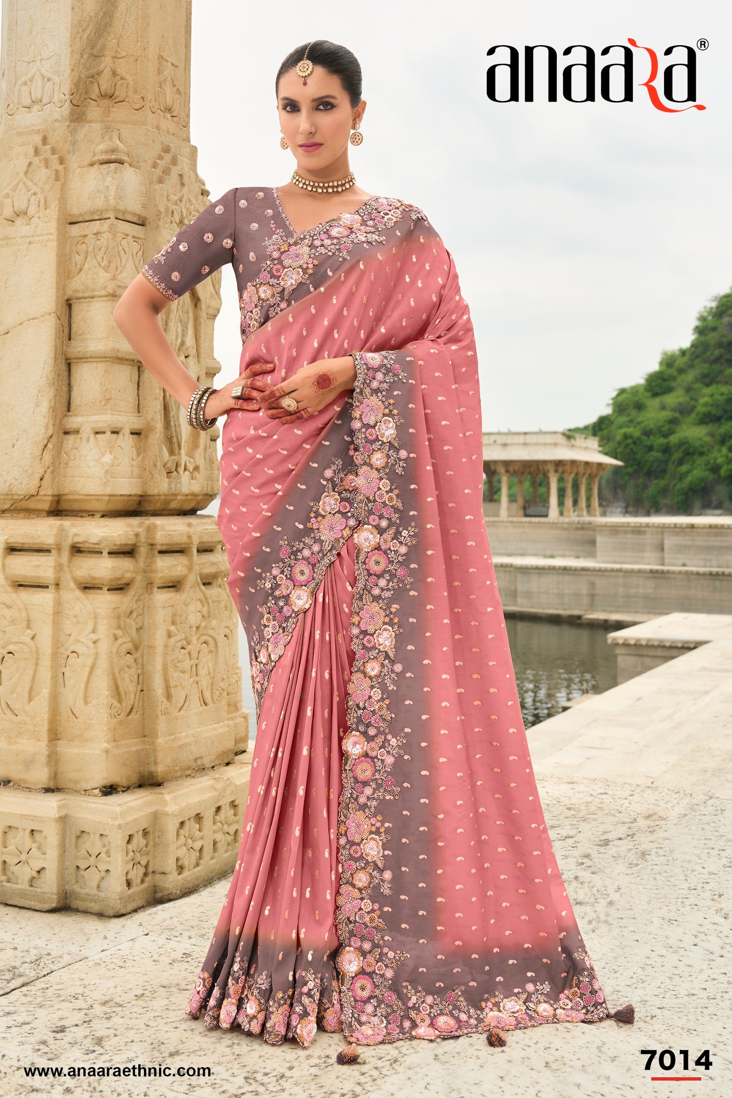 PURE SILK DOUBLE COLOUR HEAVY WORK SAREE