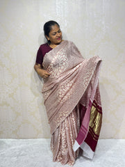 Pure gaji marun silk bandhani