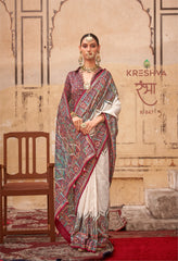 pashmina saree bottle white colour