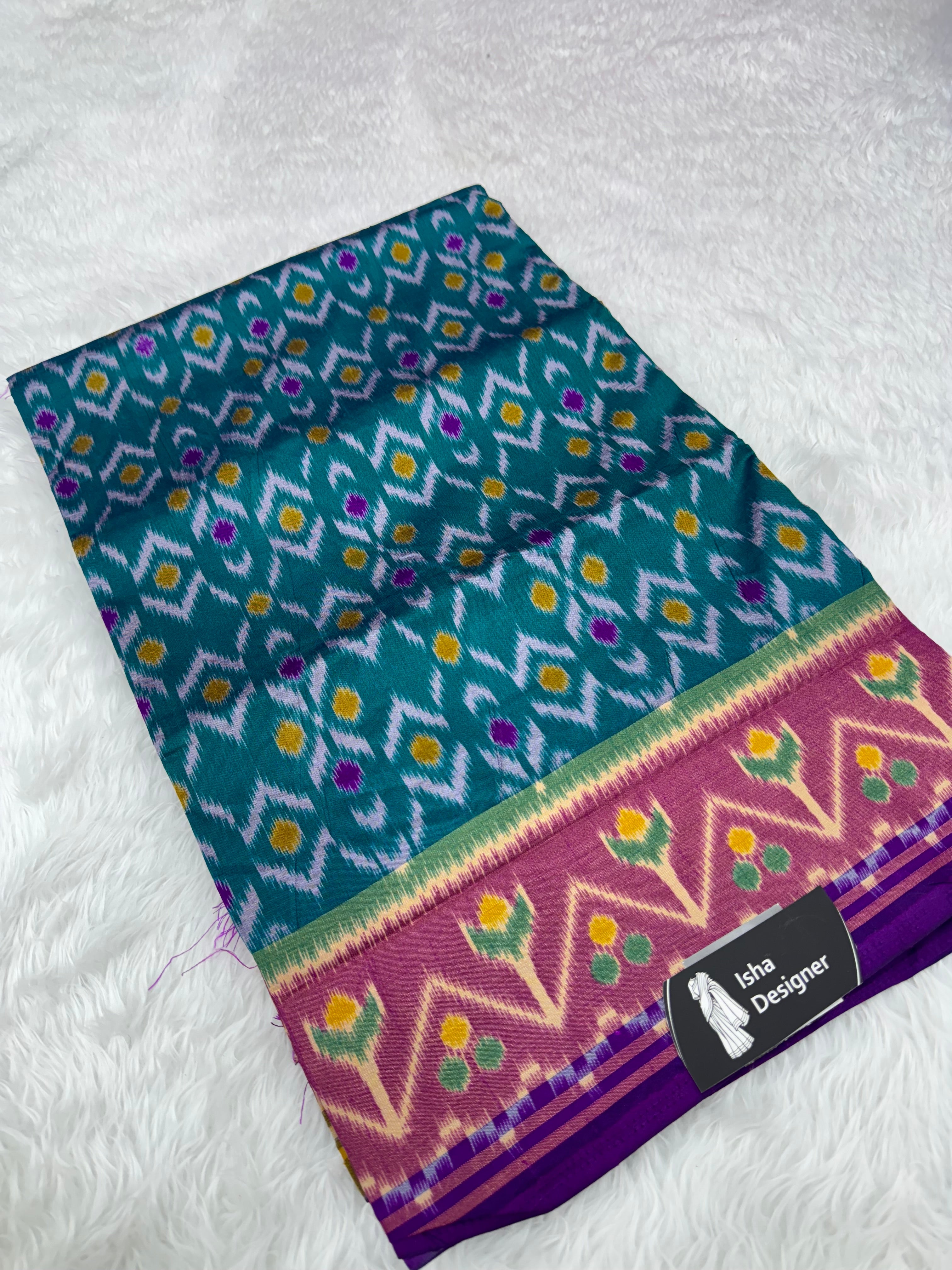 Bottle green ikkat design pure look patola saree