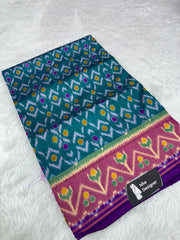Bottle green ikkat design pure look patola saree