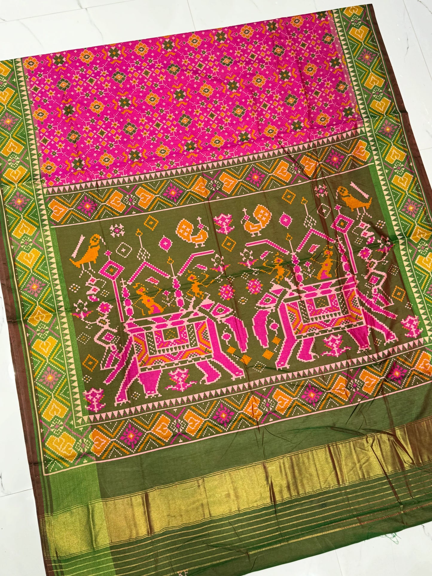 Violet Pink Pure Look Figure Patola Saree K5