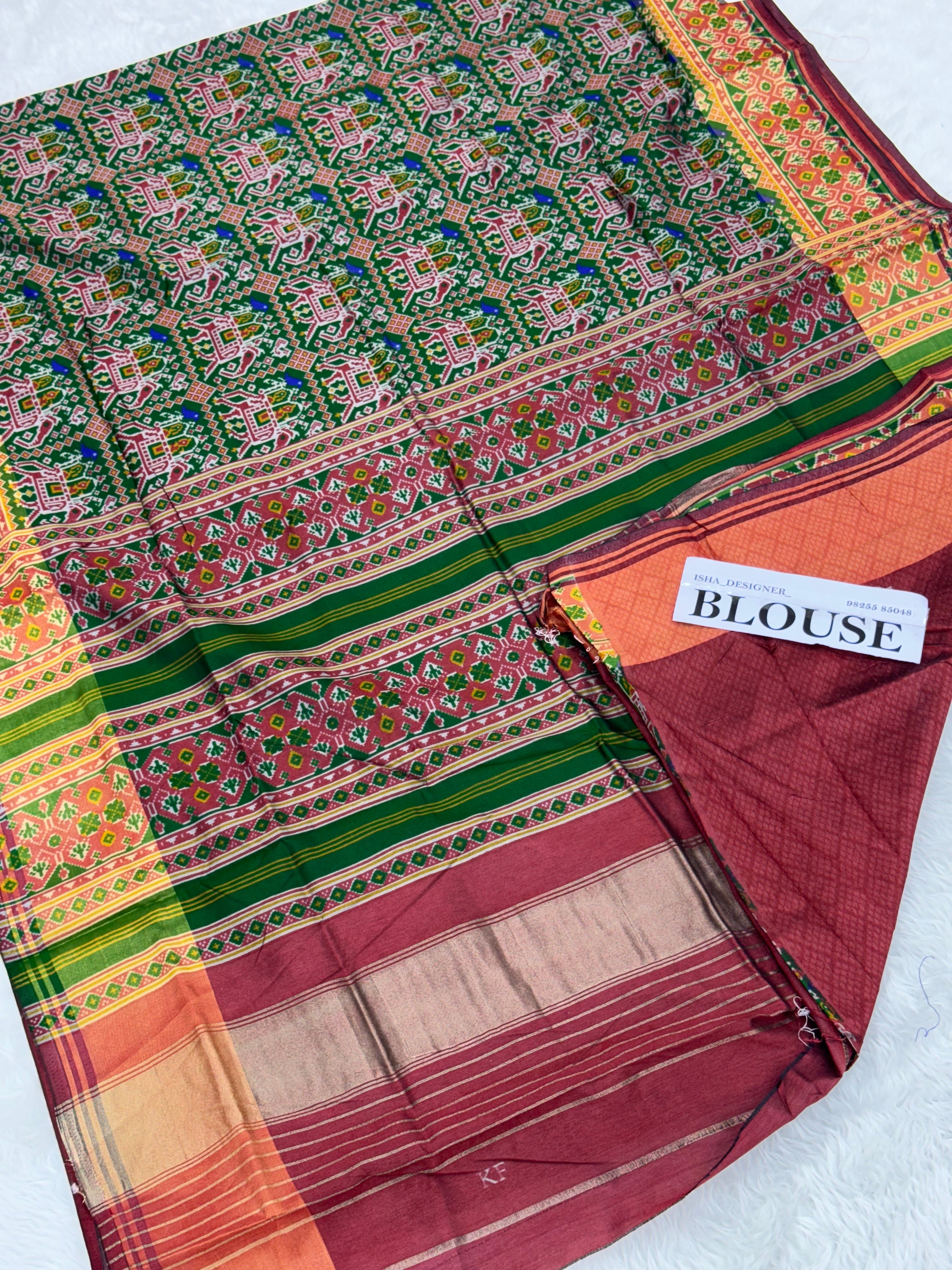 Green hathi ambadi design pure look patola saree