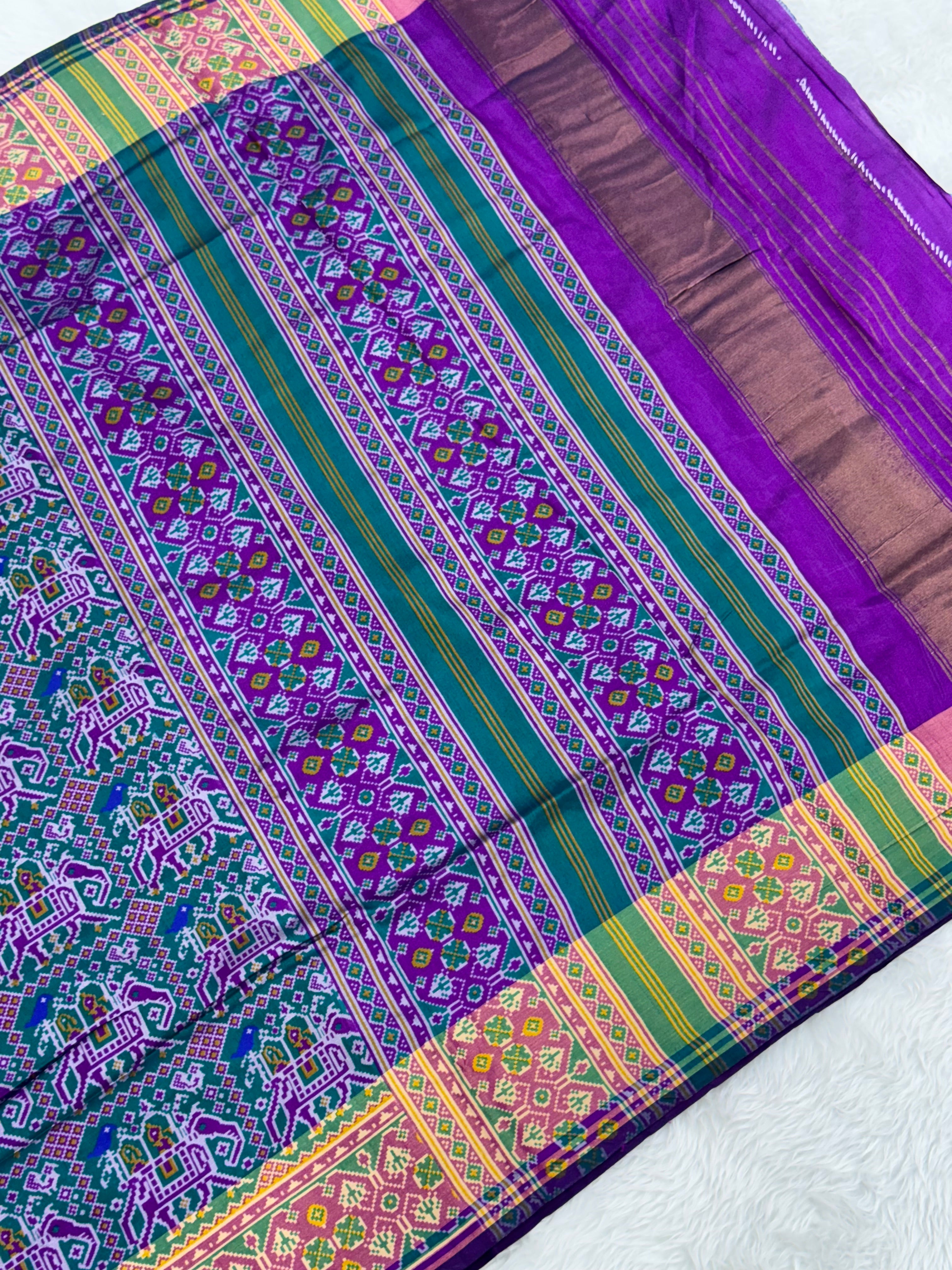 Bottle green hathi ambadi design pure look patola saree