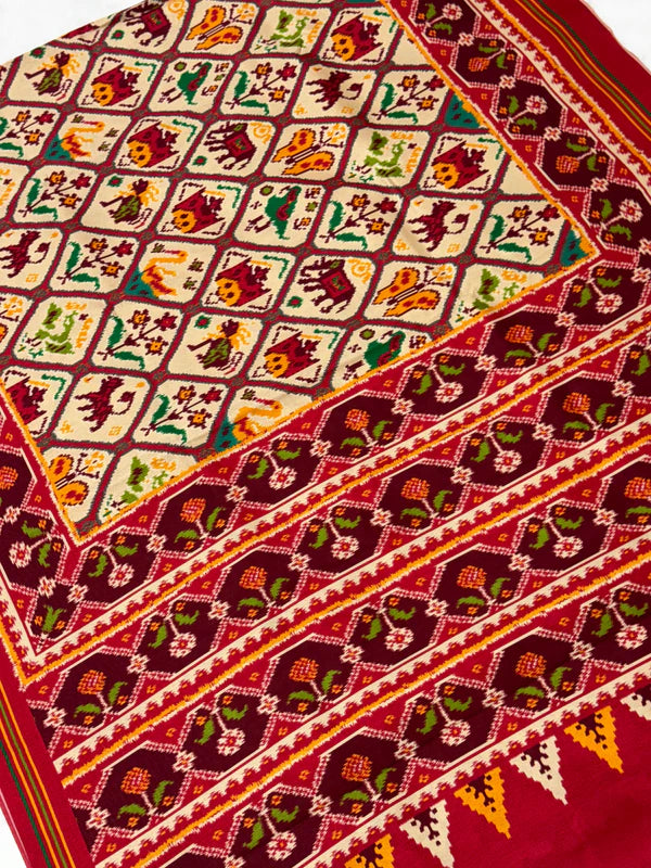 EXCLUSIVE 6 FIGURES BIG ADTALA DESIGNER SEMI DOUBLE IKAT PATOLA SAREE