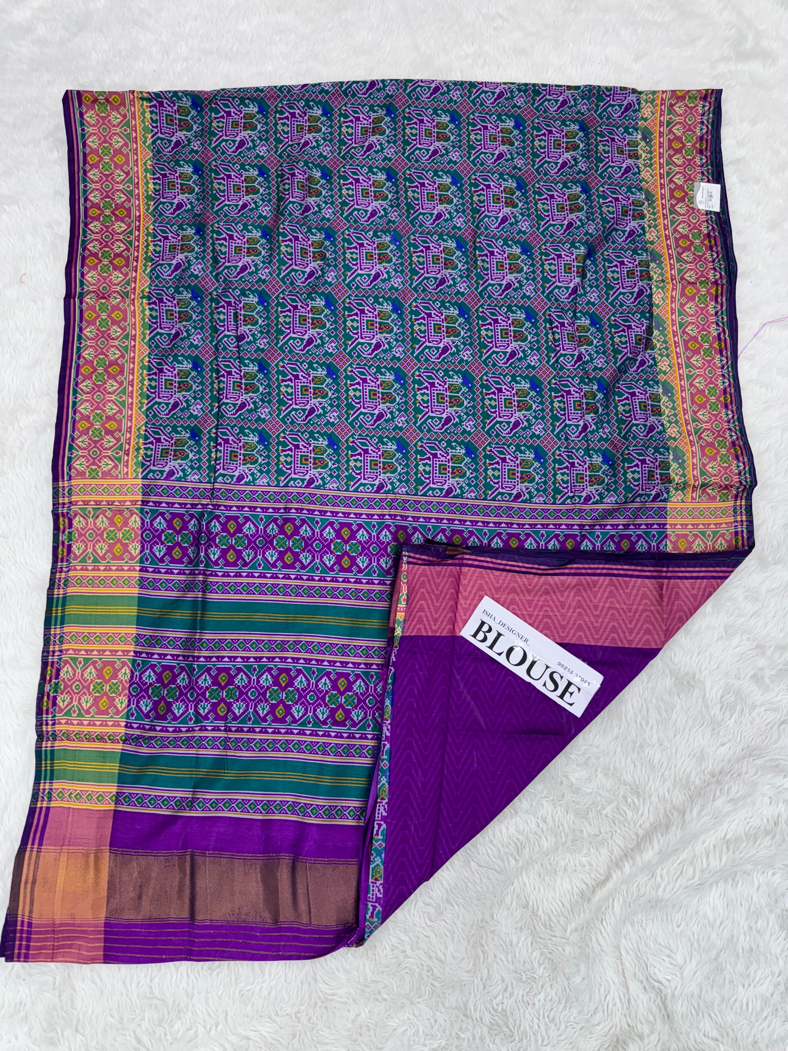 Bottle green hathi ambadi design pure look patola saree