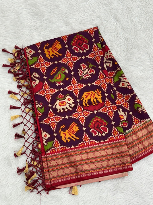 6 FIGURES CHHABDI DESIGNER ARTIFICIAL DOUBLE IKAT DUPATTA