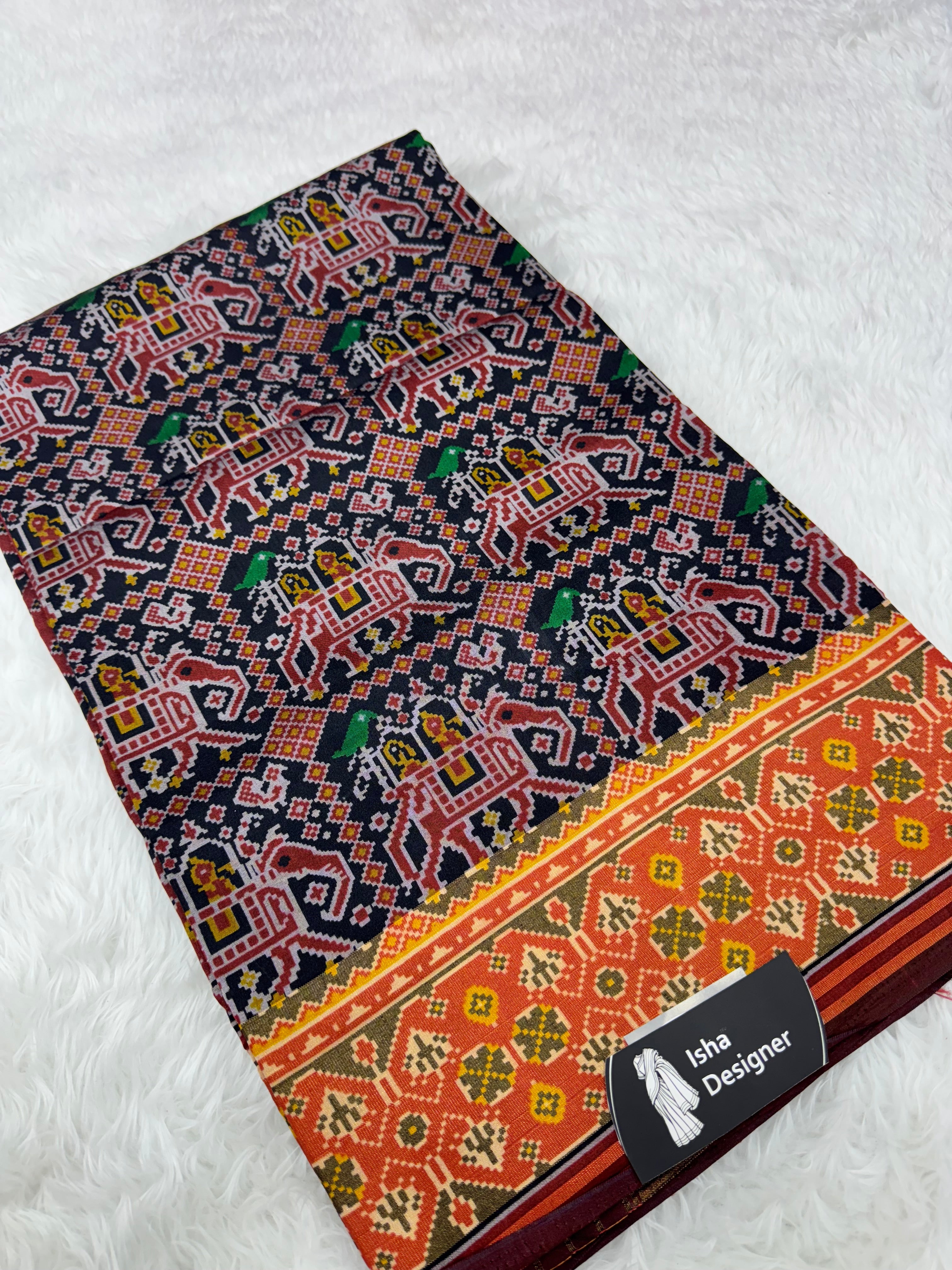 Black hathi ambadi design pure look patola saree
