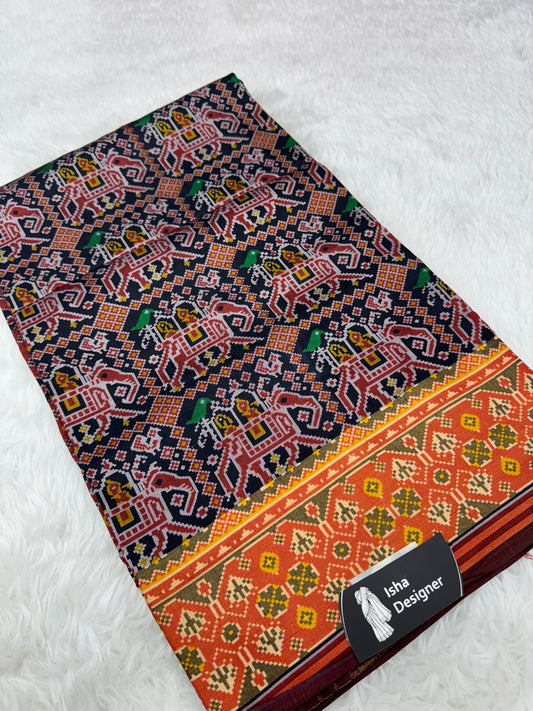 Black hathi ambadi design pure look patola saree