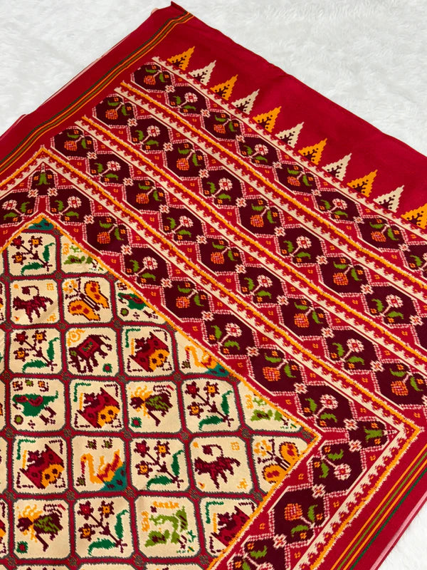 EXCLUSIVE 6 FIGURES BIG ADTALA DESIGNER SEMI DOUBLE IKAT PATOLA SAREE