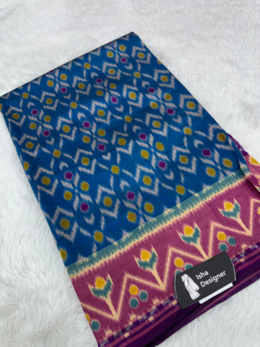Sky blue ikkat design pure look patola saree