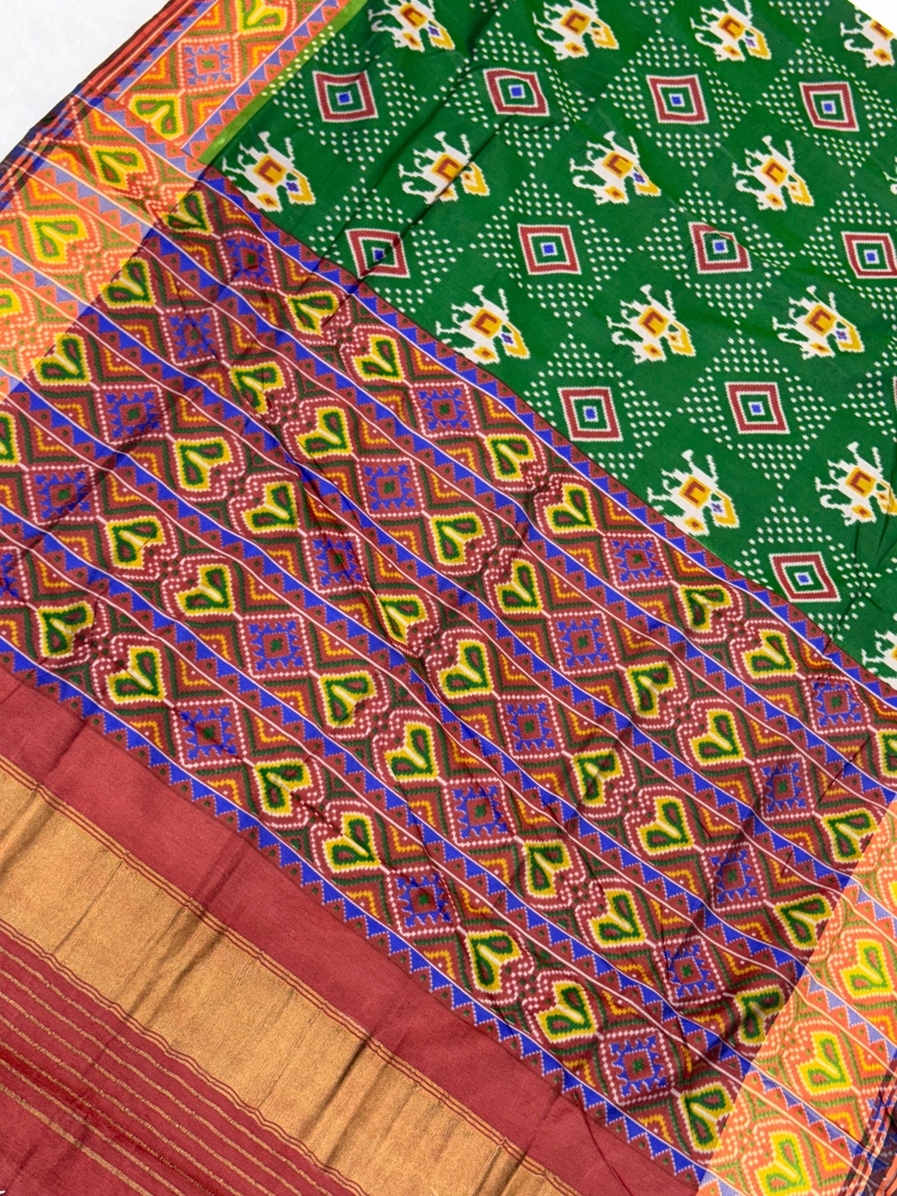 Green hathi design pure look patola saree