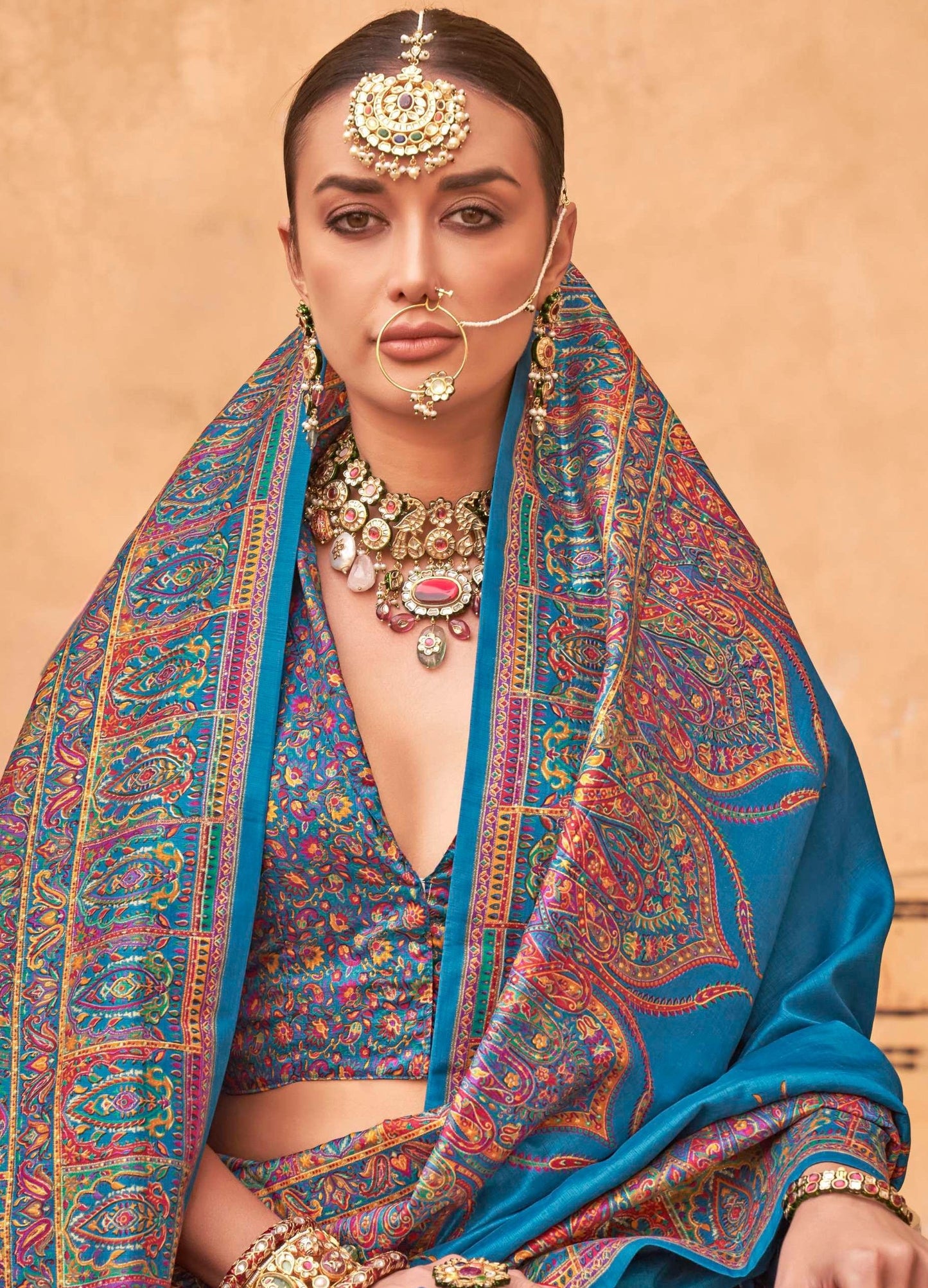 pashmina saree bottle sky colour