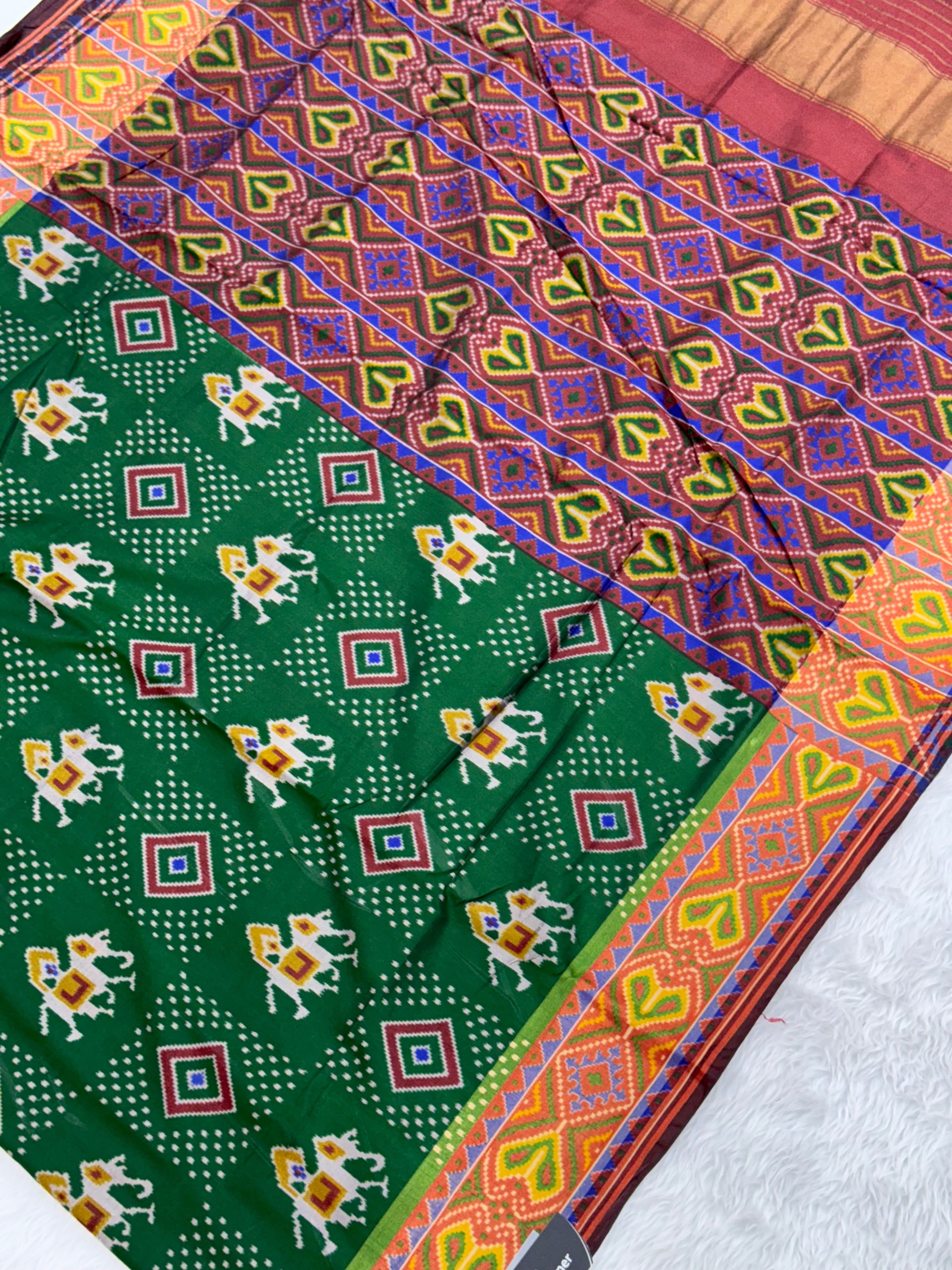 Green hathi design pure look patola saree