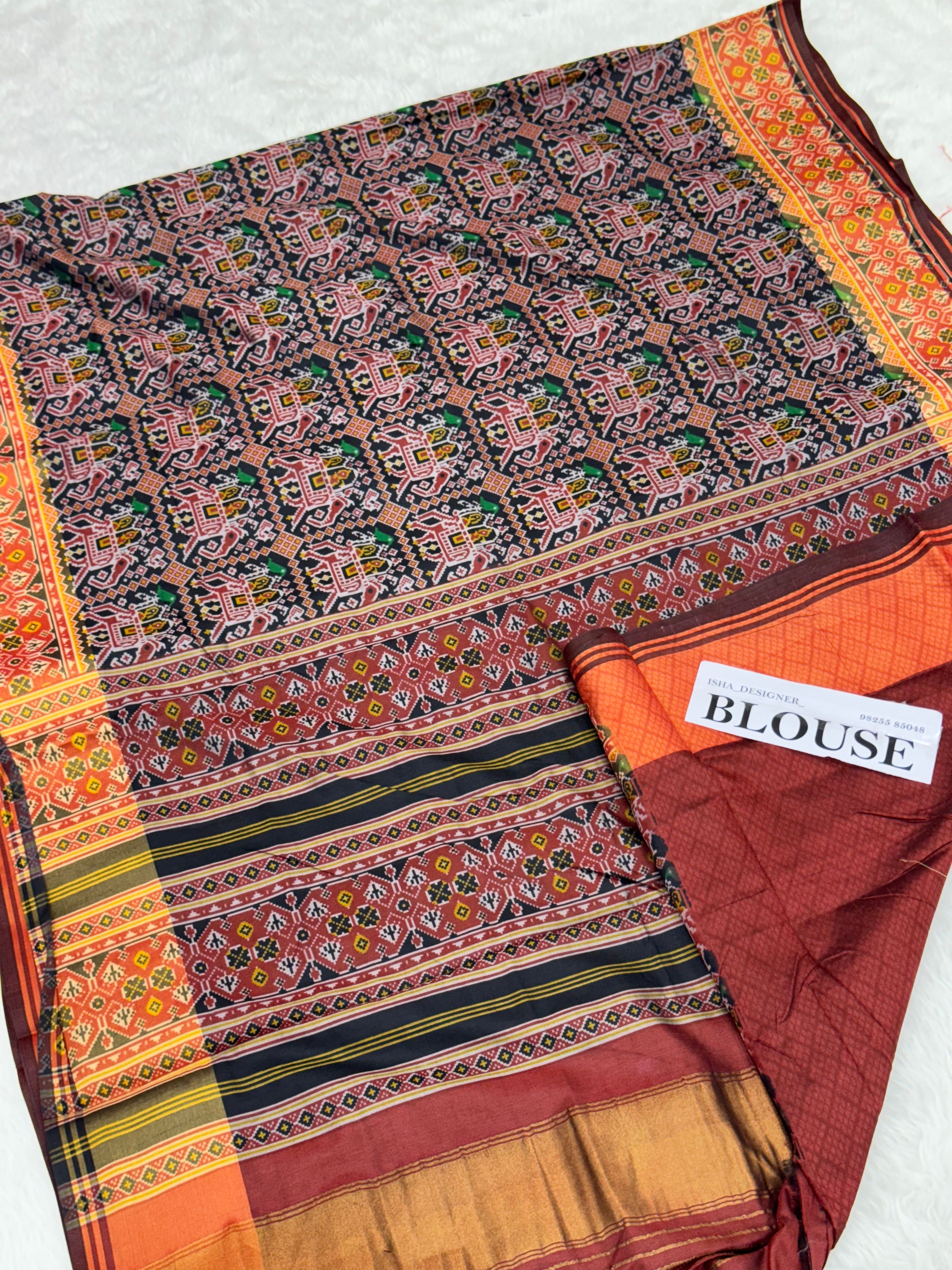 Black hathi ambadi design pure look patola saree