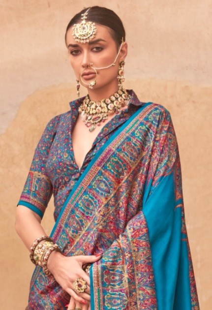pashmina saree bottle sky colour