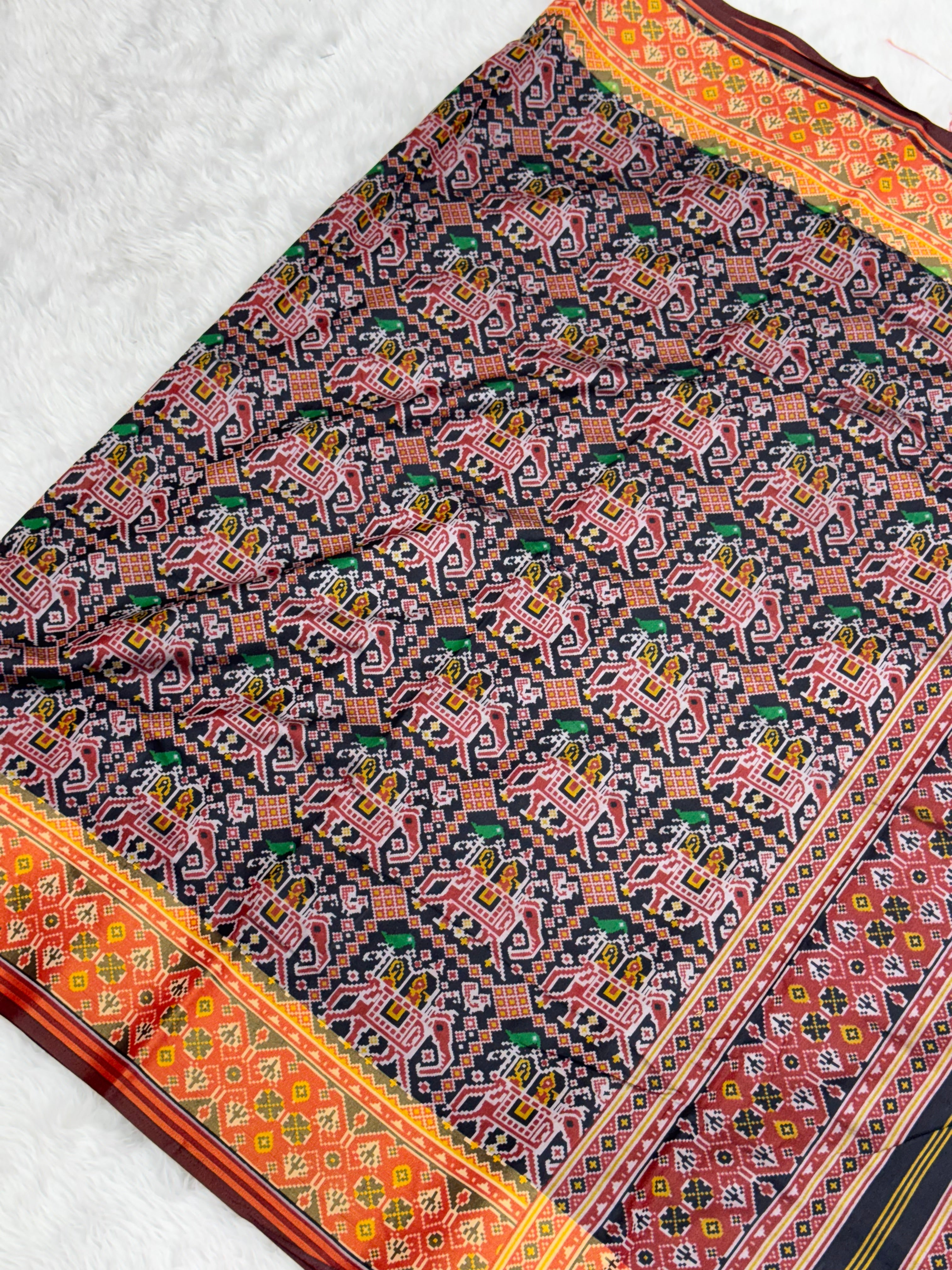 Black hathi ambadi design pure look patola saree