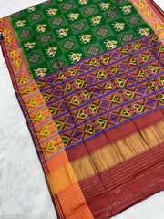 Green hathi design pure look patola saree