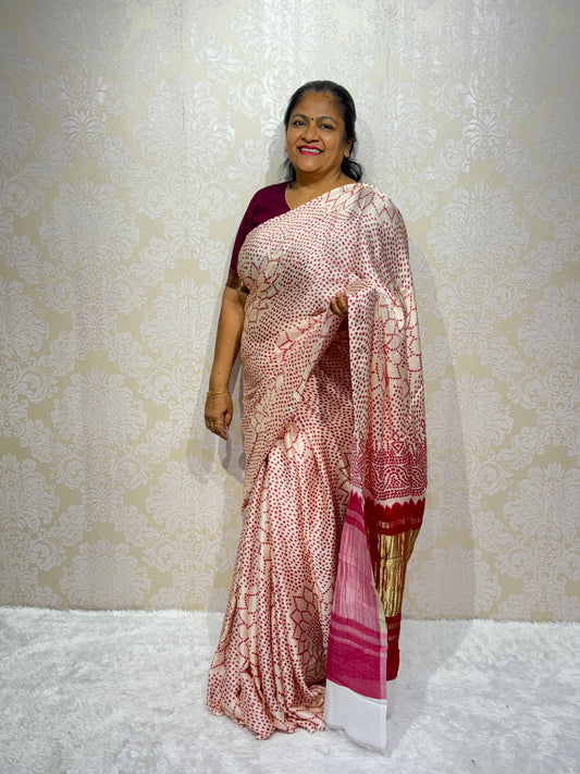 Pure gaji rani silk bandhani