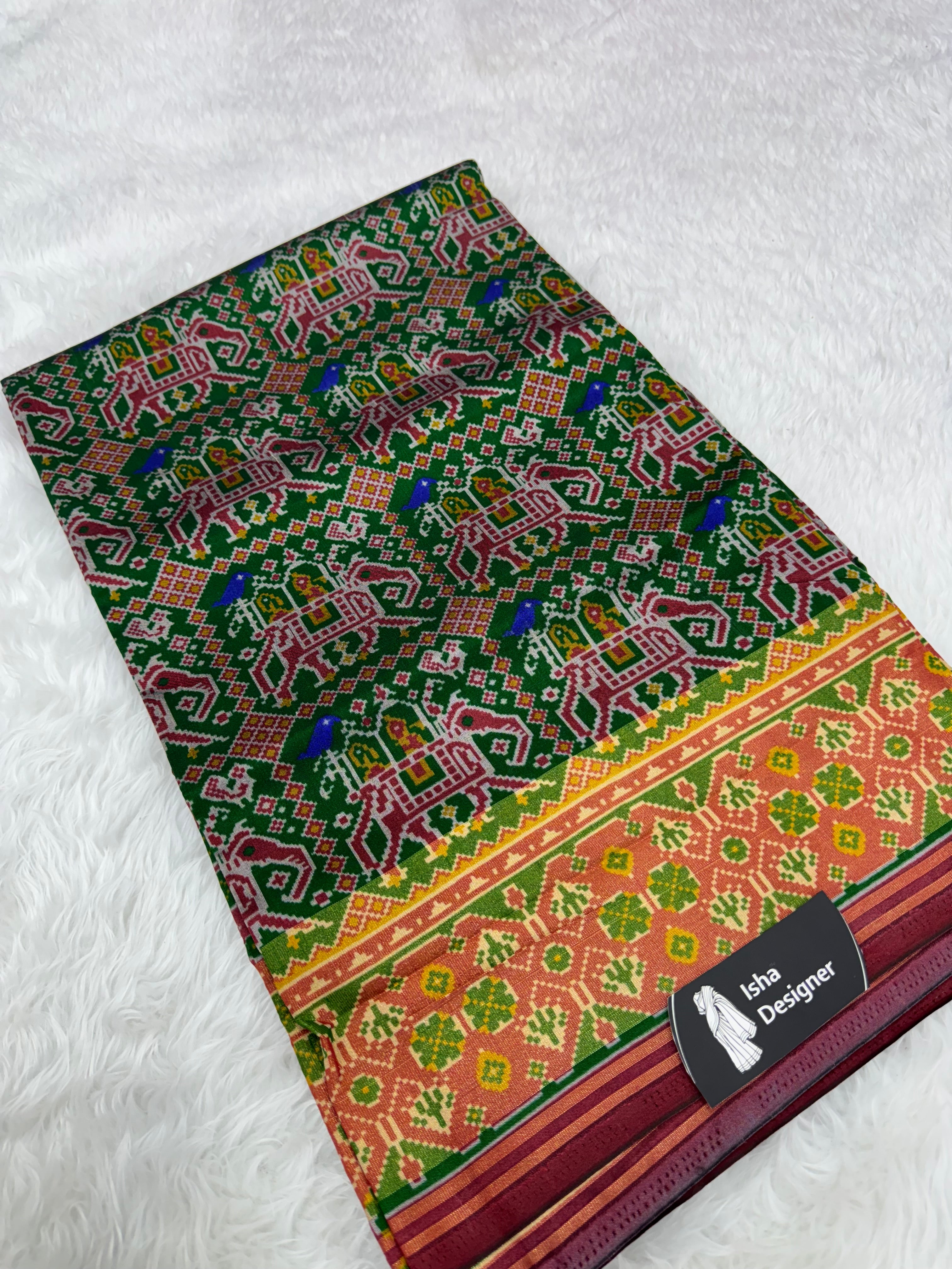 Green hathi ambadi design pure look patola saree