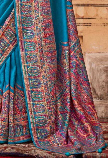 pashmina saree bottle sky colour