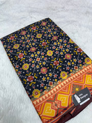 Black ajrakh design pure look patola saree