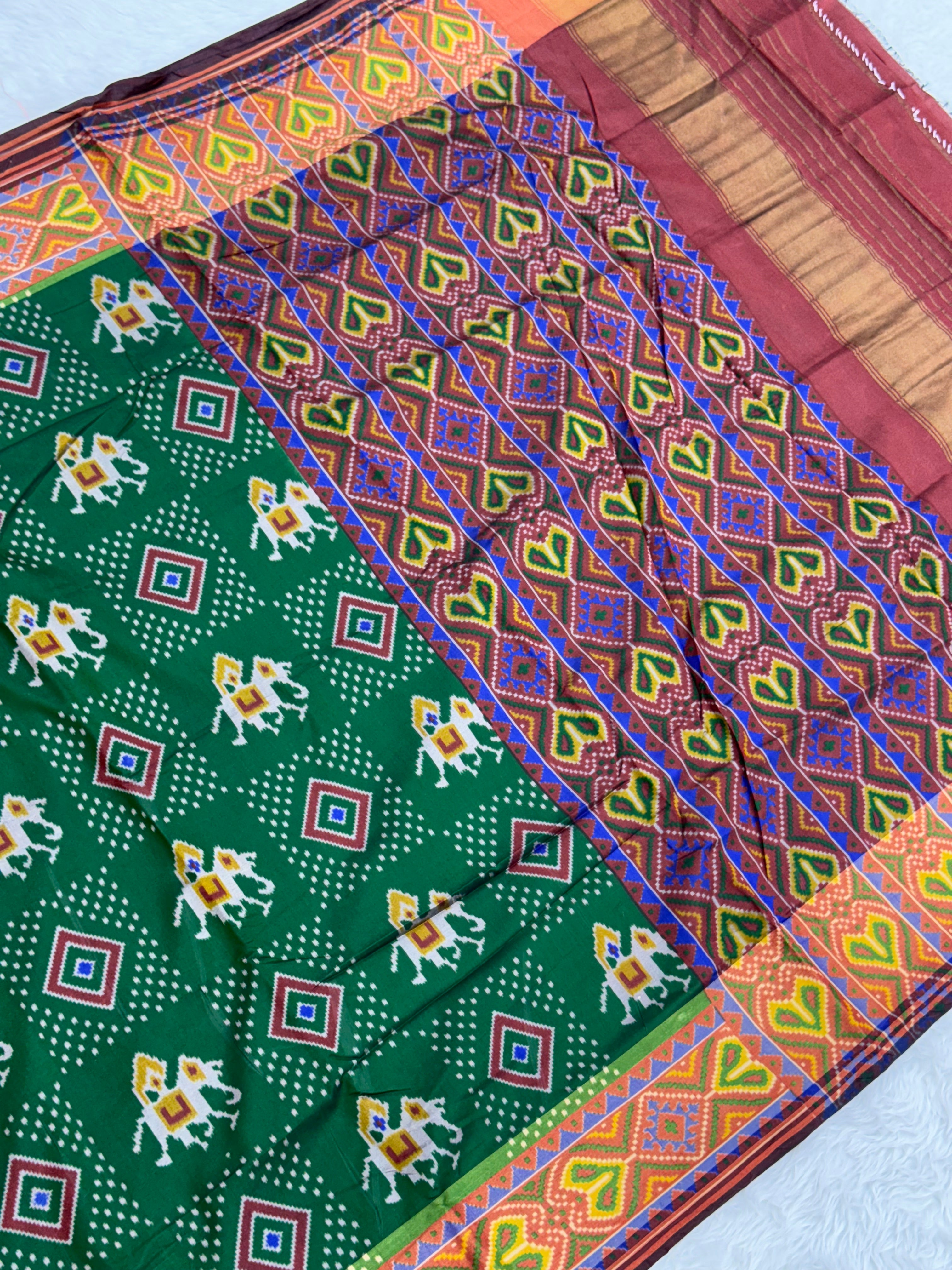 Green hathi design pure look patola saree