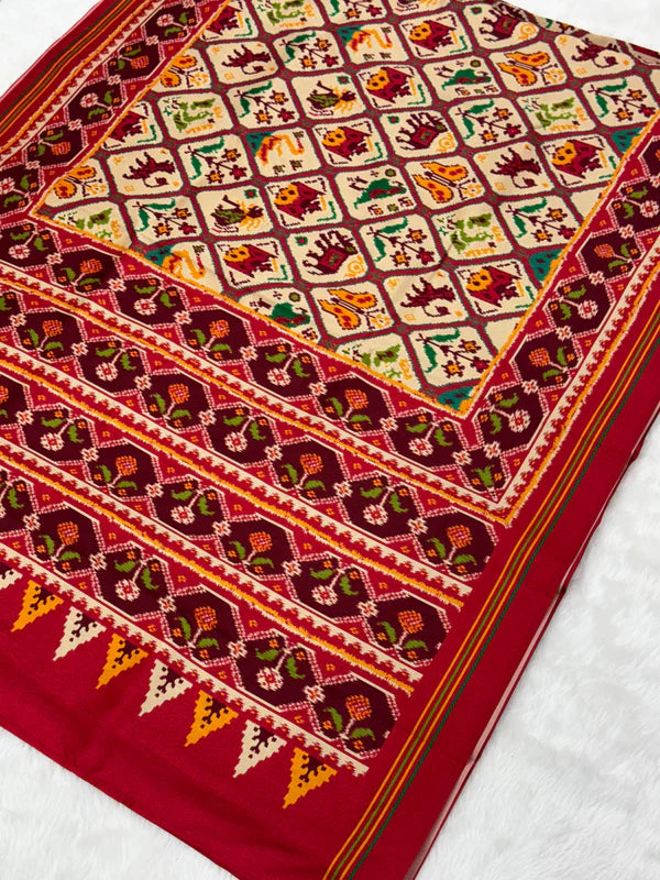 EXCLUSIVE 6 FIGURES BIG ADTALA DESIGNER SEMI DOUBLE IKAT PATOLA SAREE
