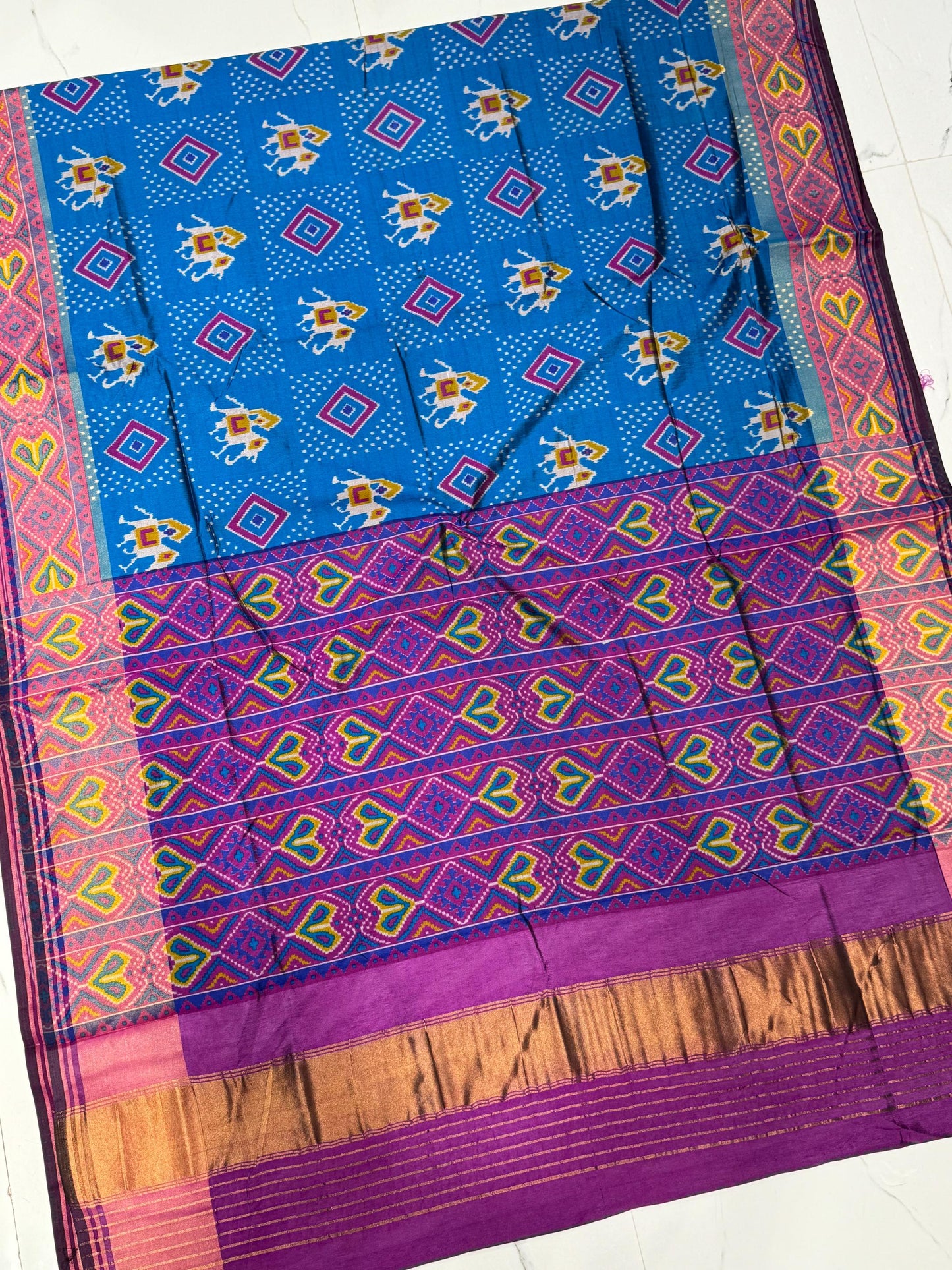 Morpich Blue Pure Look Figure Patola Saree K2