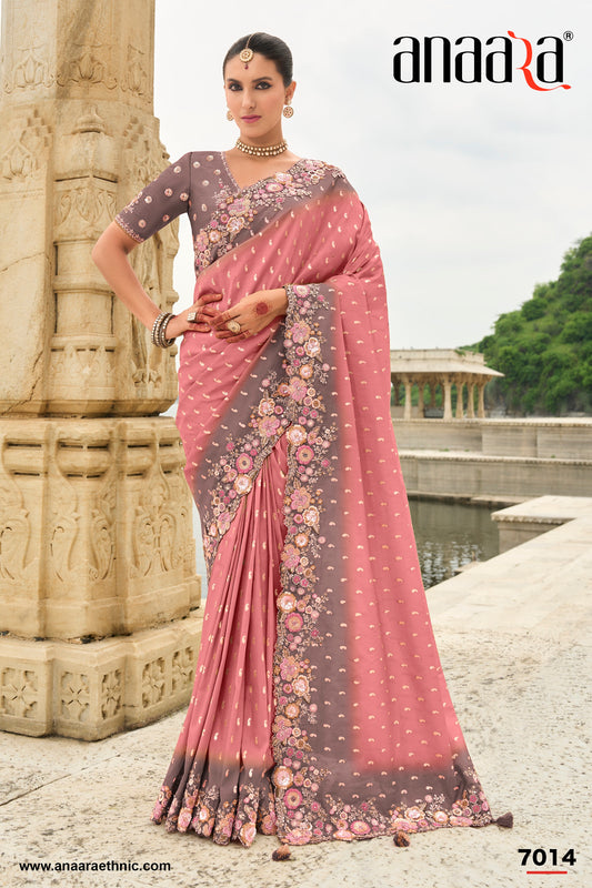PURE SILK DOUBLE COLOUR HEAVY WORK SAREE