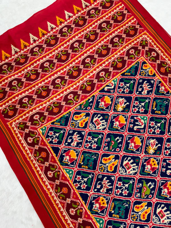 EXCLUSIVE 6 FIGURES BIG ADTALA DESIGNER SEMI DOUBLE IKAT PATOLA SAREE