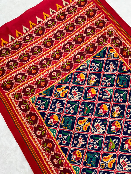 EXCLUSIVE 6 FIGURES BIG ADTALA DESIGNER SEMI DOUBLE IKAT PATOLA SAREE