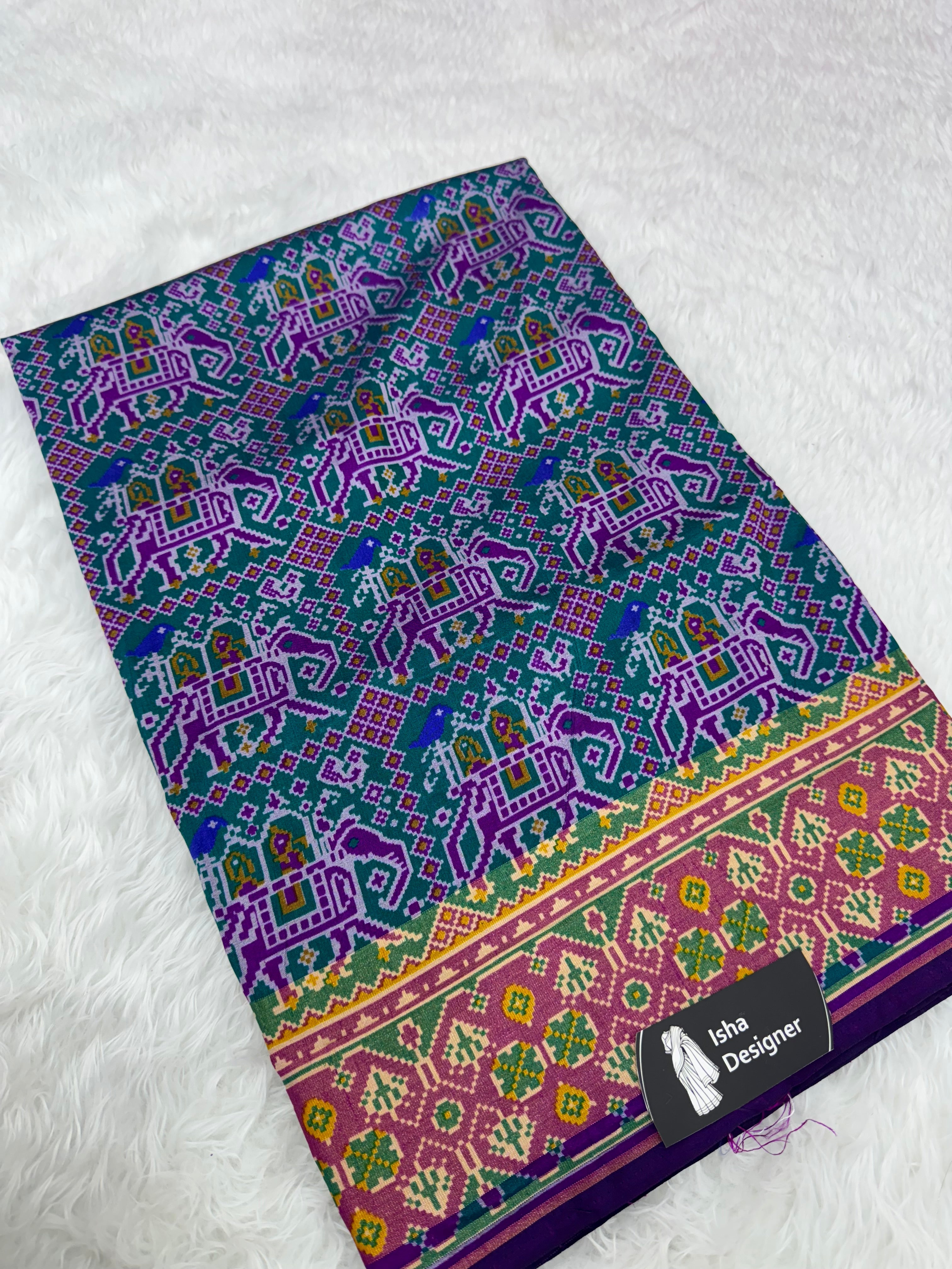 Bottle green hathi ambadi design pure look patola saree