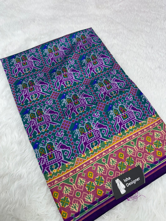 Bottle green hathi ambadi design pure look patola saree