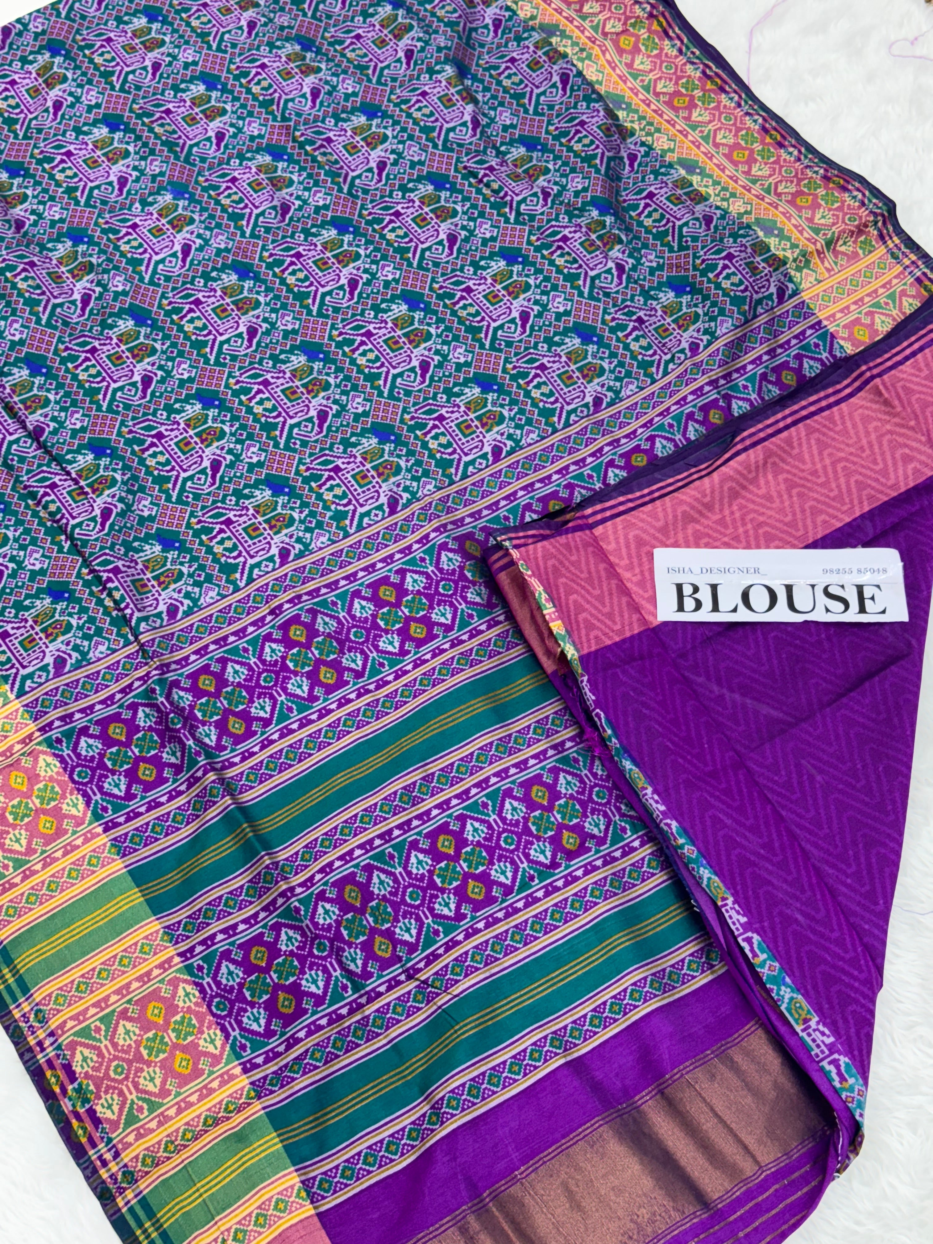 Bottle green hathi ambadi design pure look patola saree