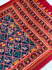 EXCLUSIVE 6 FIGURES BIG ADTALA DESIGNER SEMI DOUBLE IKAT PATOLA SAREE