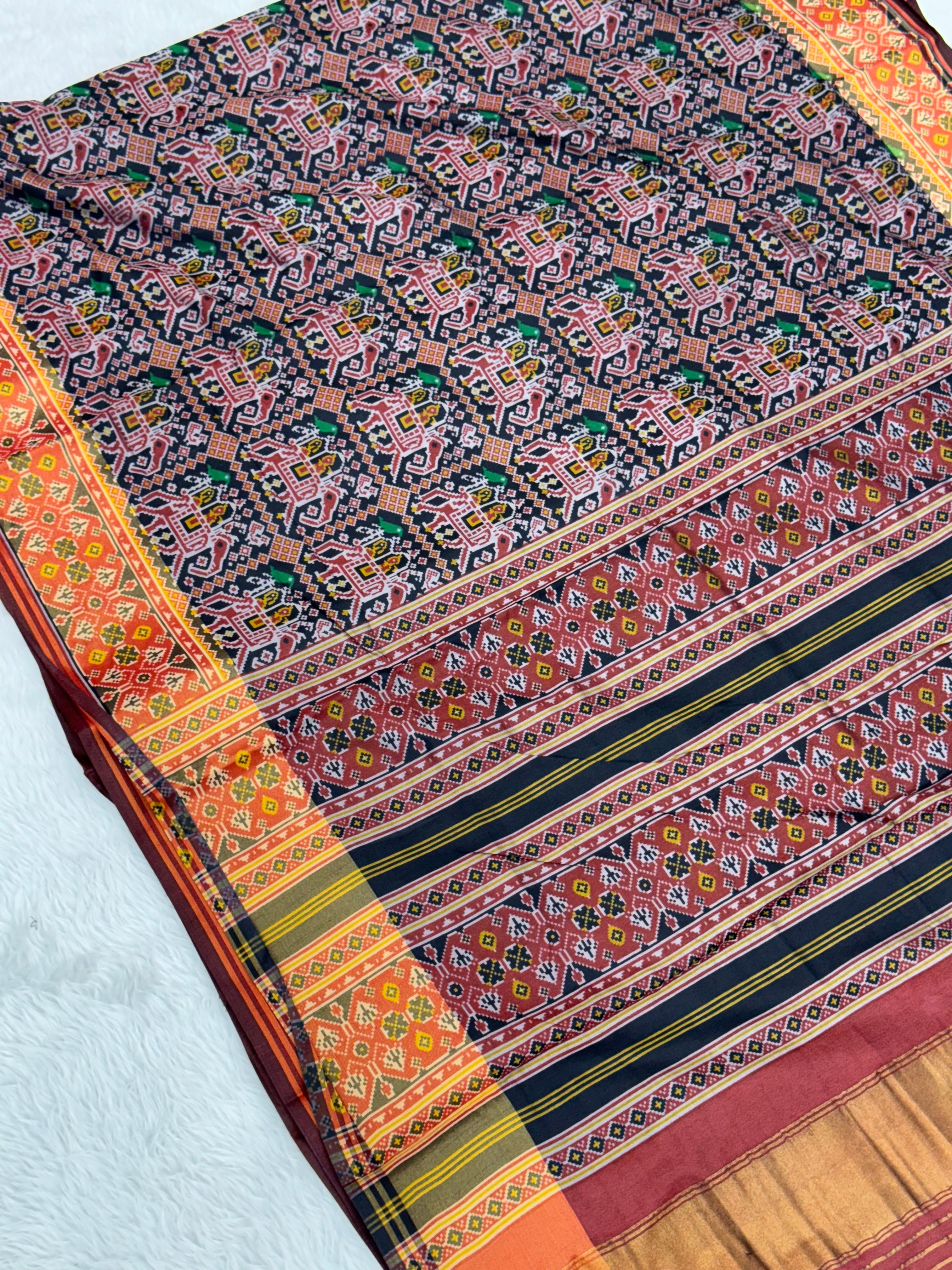 Black hathi ambadi design pure look patola saree