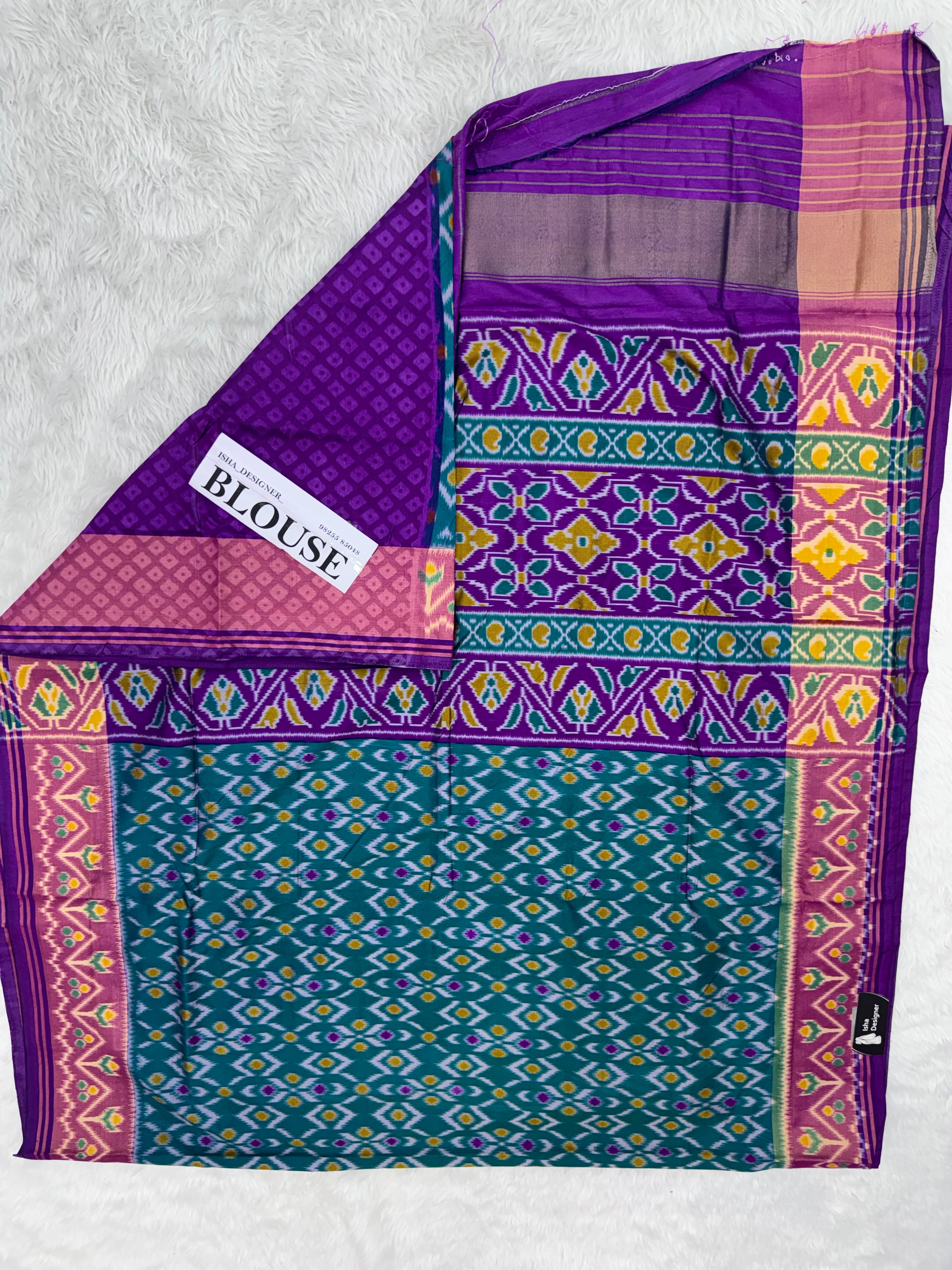 Bottle green ikkat design pure look patola saree