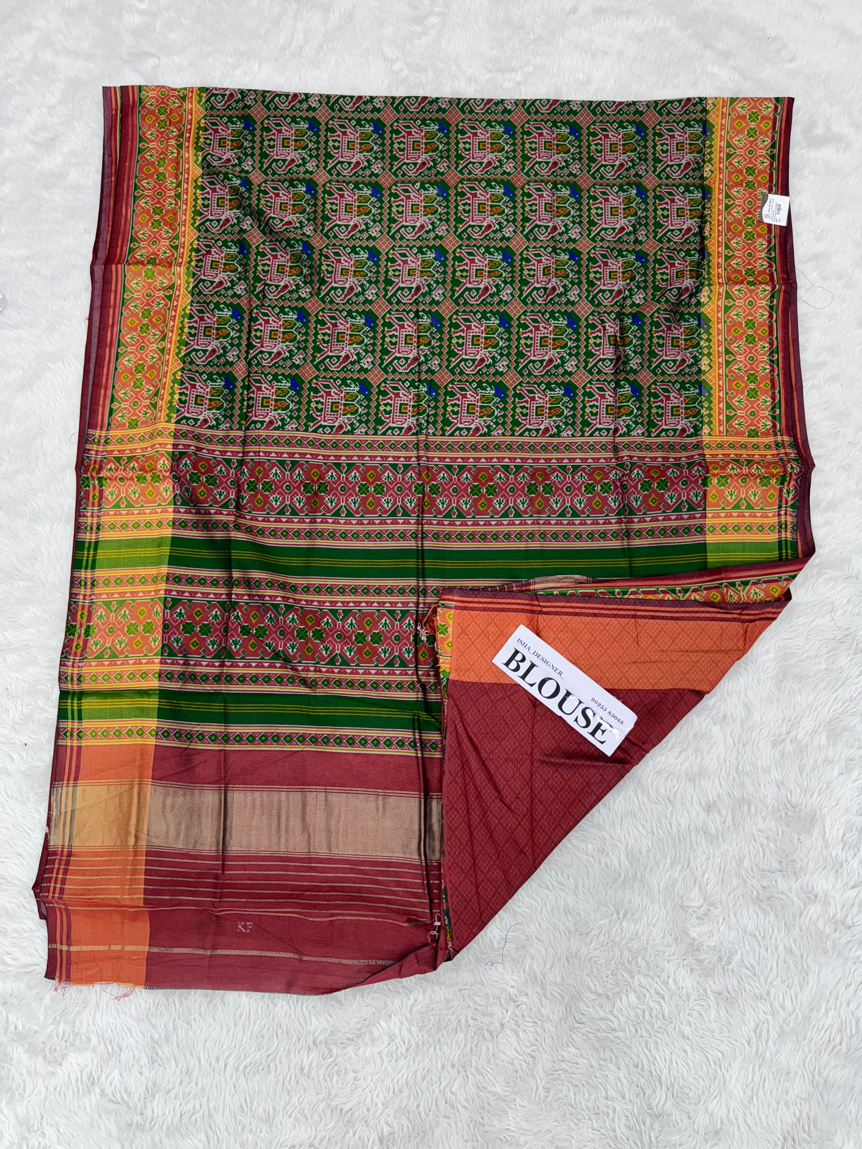 Green hathi ambadi design pure look patola saree