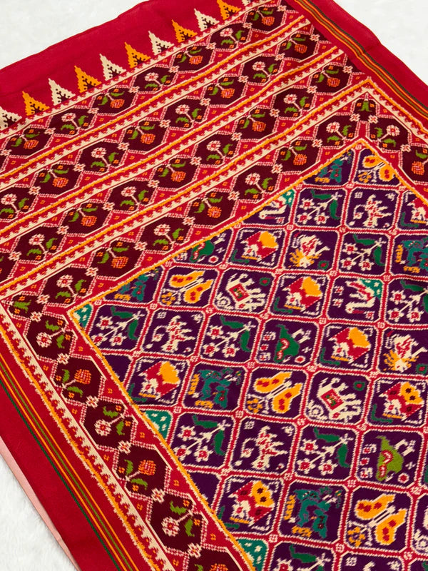 EXCLUSIVE 6 FIGURES BIG ADTALA DESIGNER SEMI DOUBLE IKAT PATOLA SAREE